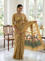 MIMOSA Chikoo Banarasi Art Silk Saree — pose 6 styling detail