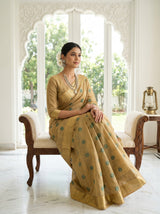 MIMOSA Chikoo Banarasi Art Silk Saree — pose 8 styling detail