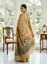 MIMOSA Chikoo Banarasi Art Silk Saree — pose 9 styling detail