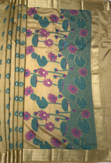 MIMOSA Chikoo Banarasi Art Silk Saree — pallu and zari work detail