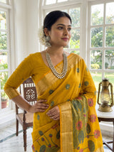 MIMOSA Gold Banarasi Art Silk Saree — pose 10 styling detail