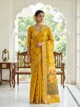 MIMOSA Gold Banarasi Art Silk Saree — pose 4 styling detail