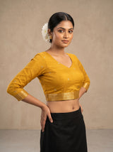 MIMOSA Gold Banarasi Art Silk Saree — blouse close-up