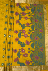 MIMOSA Gold Banarasi Art Silk Saree — pallu and zari work detail