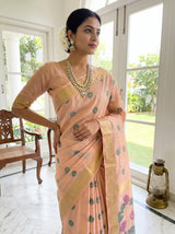 MIMOSA Peach Banarasi Art Silk Saree — pose 10 styling detail