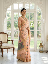 MIMOSA Peach Banarasi Art Silk Saree — pose 5 styling detail