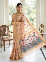 MIMOSA Peach Banarasi Art Silk Saree — pose 6 styling detail