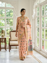 MIMOSA Peach Banarasi Art Silk Saree — pose 7 styling detail