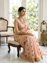 MIMOSA Peach Banarasi Art Silk Saree — pose 8 styling detail