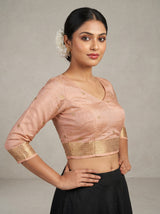 MIMOSA Peach Banarasi Art Silk Saree — blouse close-up