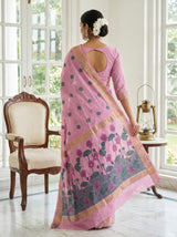 MIMOSA Pink Banarasi Art Silk Saree — Unstitched Blouse Piece