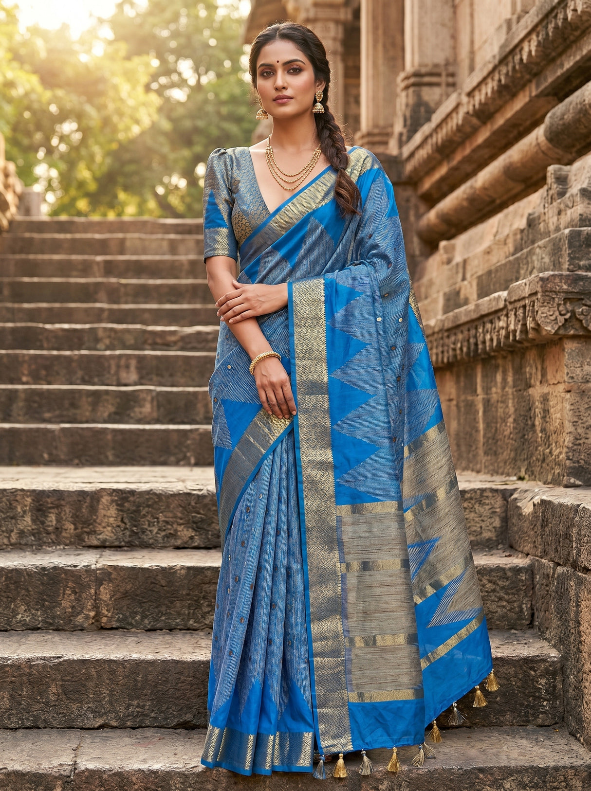 MIMOSA Ananda Banarasi Art Silk Saree — Mannequin Draped View