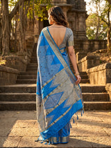 MIMOSA Ananda Banarasi Art Silk Saree — Unstitched Blouse Piece