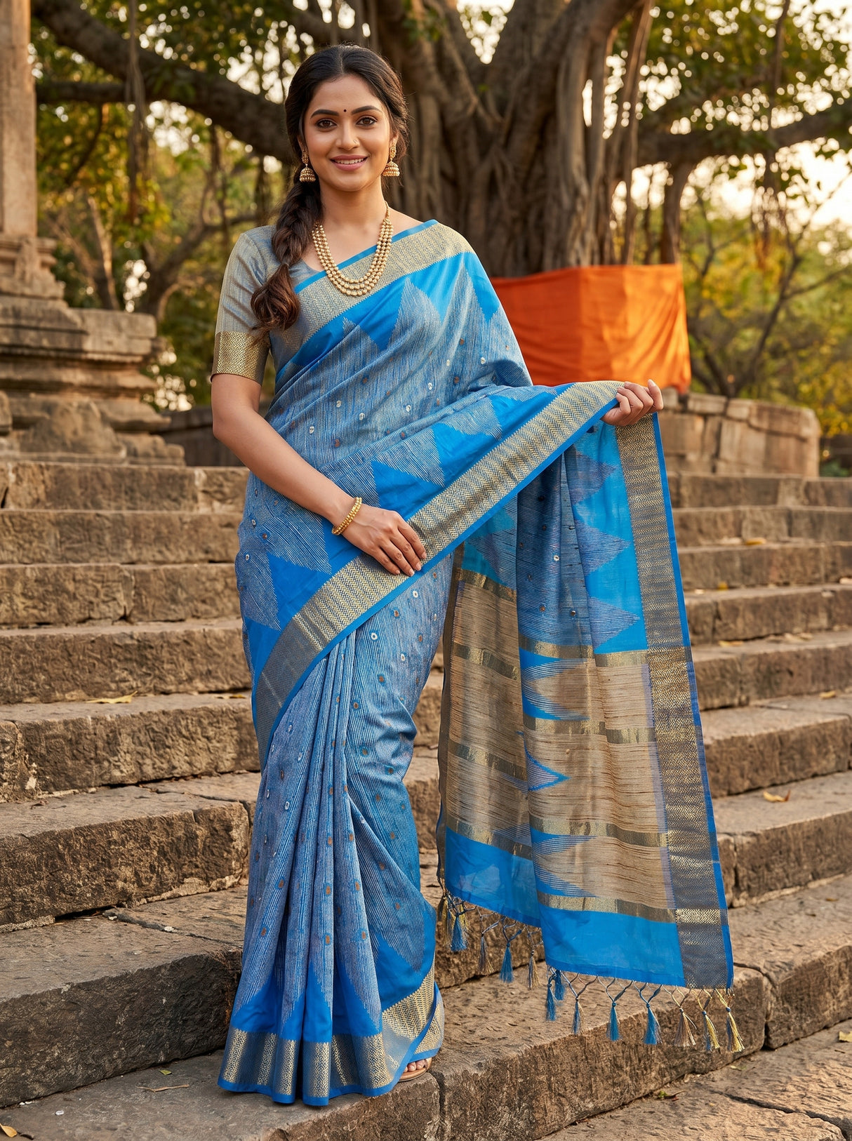 MIMOSA Ananda Banarasi Art Silk Saree — pose 6 styling detail