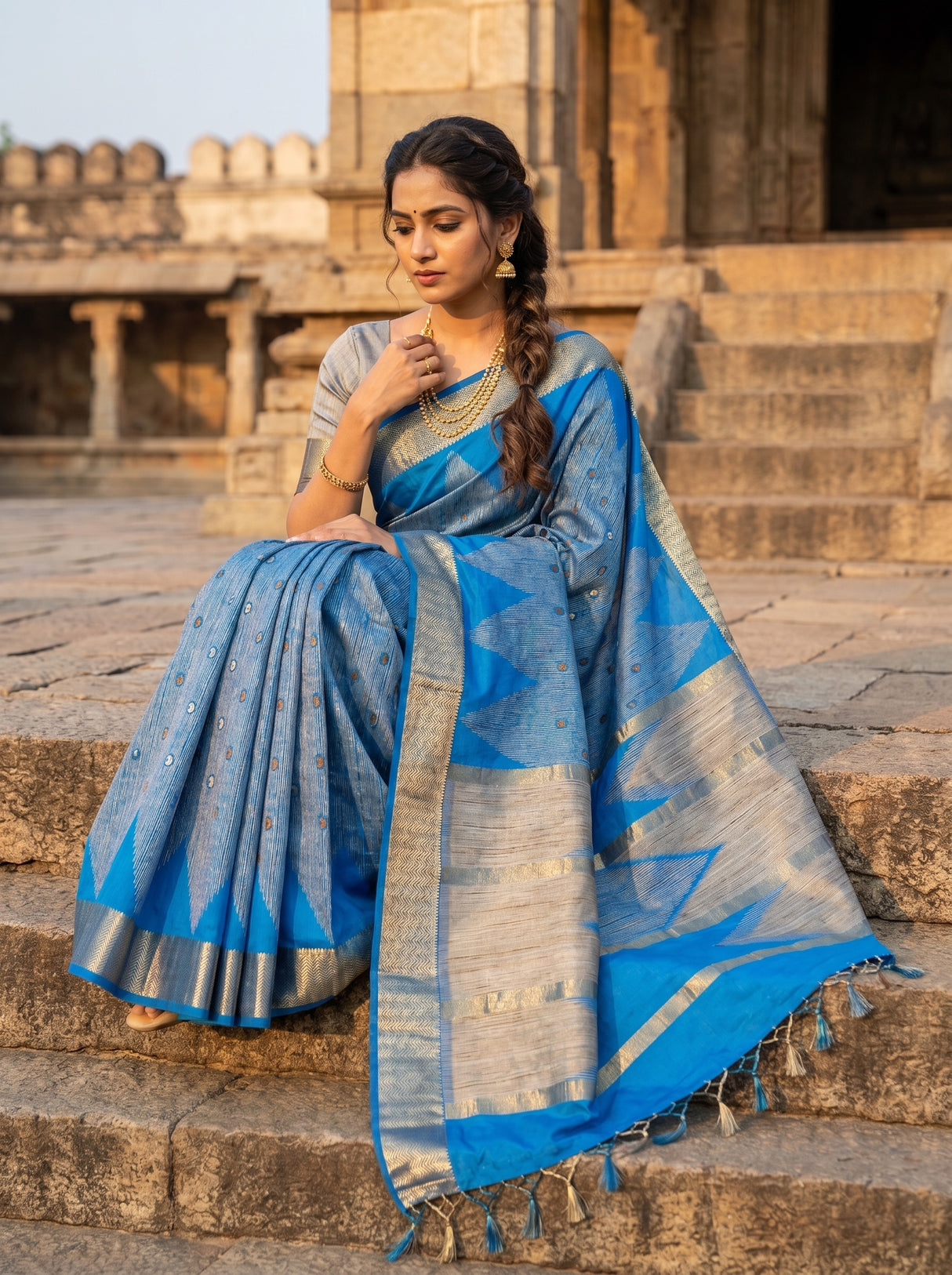 MIMOSA Ananda Banarasi Art Silk Saree — pose 8 styling detail