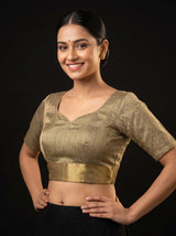 MIMOSA Green Banarasi Art Silk Saree — blouse close-up