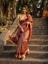 MIMOSA Maroon Banarasi Art Silk Saree — pose 7 styling detail