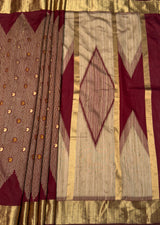 MIMOSA Maroon Banarasi Art Silk Saree — pallu and zari work detail