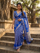 MIMOSA Royal Blue Banarasi Art Silk Saree — pose 7 styling detail