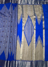 MIMOSA Royal Blue Banarasi Art Silk Saree — pallu and zari work detail