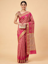 MIMOSA Rani Banarasi Art Silk Saree — Mannequin Draped View