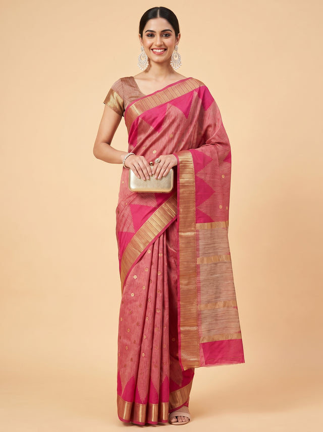 MIMOSA Rani Banarasi Art Silk Saree — Mannequin Draped View