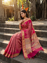 MIMOSA Rani Banarasi Art Silk Saree — pose 8 styling detail