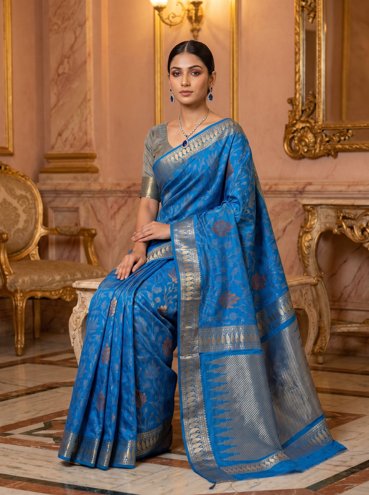 MIMOSA Ananda Banarasi Art Silk Saree — pose 8 styling detail