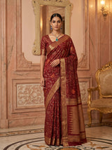 MIMOSA Maroon Banarasi Art Silk Saree — pose 4 styling detail