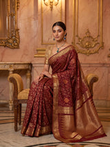 MIMOSA Maroon Banarasi Art Silk Saree — pose 8 styling detail