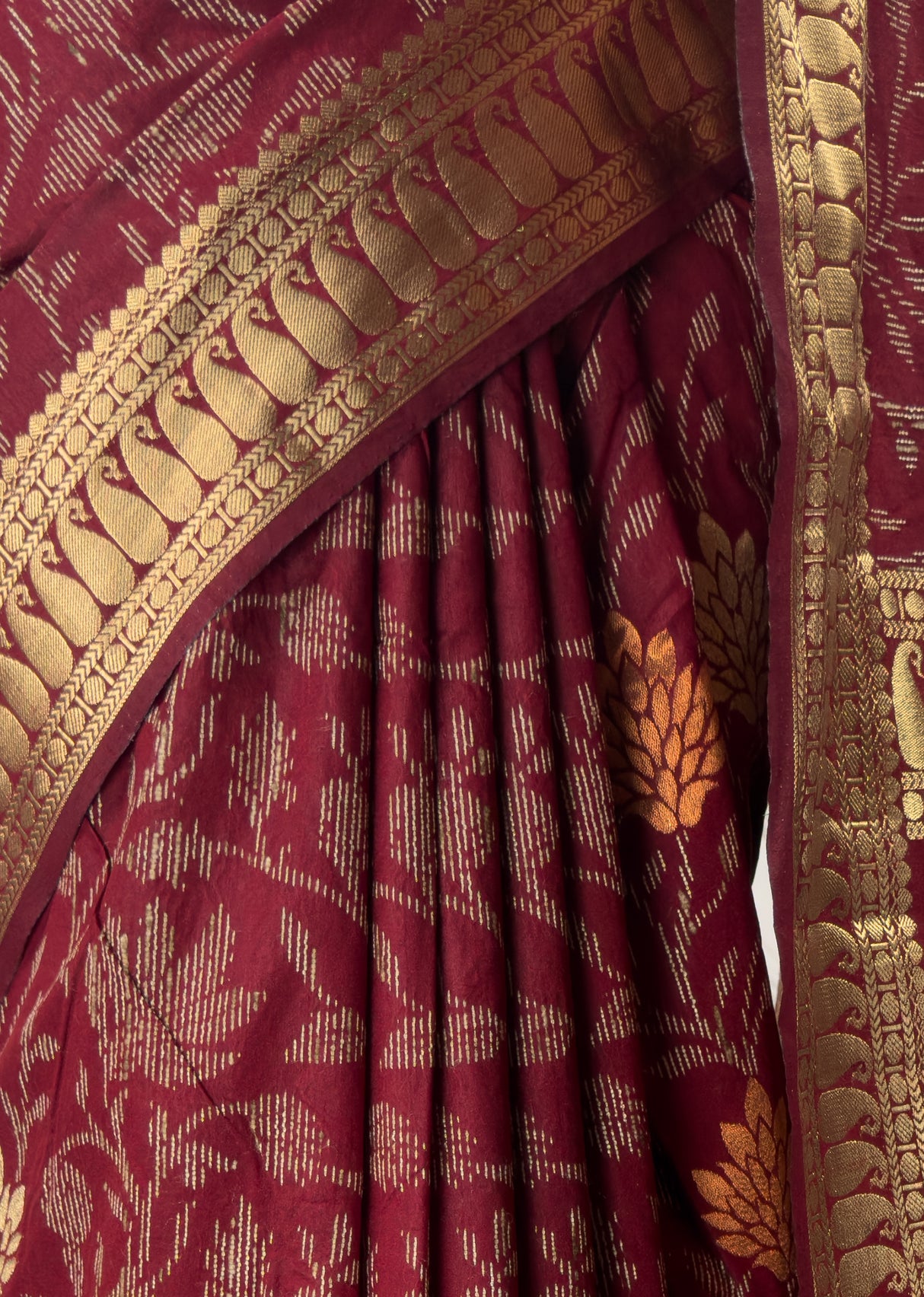 MIMOSA Maroon Banarasi Art Silk Saree — fleets shot full lifestyle