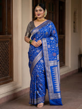 MIMOSA Royal Blue Banarasi Art Silk Saree — Draped Mannequin View