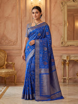 MIMOSA Royal Blue Banarasi Art Silk Saree — Blouse Piece Detail