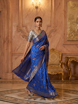 MIMOSA Royal Blue Banarasi Art Silk Saree — Lifestyle Pose