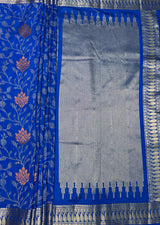 MIMOSA Royal Blue Banarasi Art Silk Saree — pallu and zari work detail