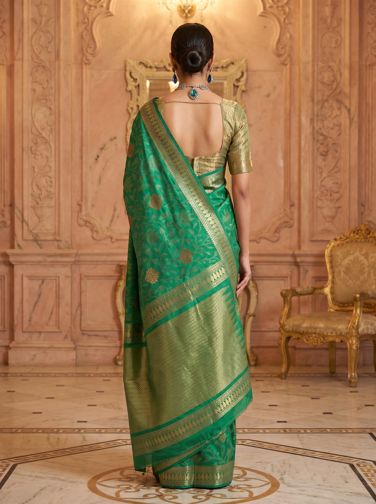 MIMOSA Rama Banarasi Art Silk Saree — Blouse Piece Detail