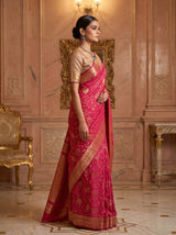 MIMOSA Rani Banarasi Art Silk Saree — Lifestyle Pose