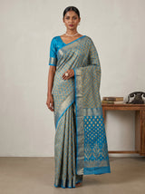 MIMOSA Ananda Banarasi Art Silk Saree — Draped on mannequin