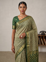 MIMOSA Green Banarasi Art Silk Saree — pose 10 styling detail