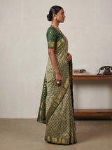MIMOSA Green Banarasi Art Silk Saree — Model pose