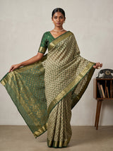 MIMOSA Green Banarasi Art Silk Saree — pose 6 styling detail