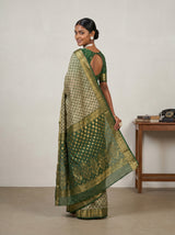 MIMOSA Green Banarasi Art Silk Saree — pose 9 styling detail