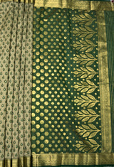 MIMOSA Green Banarasi Art Silk Saree — pallu and zari work detail