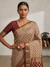 MIMOSA Maroon Banarasi Art Silk Saree — pose 10 styling detail