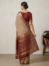 MIMOSA Maroon Banarasi Art Silk Saree — Blouse fabric detail