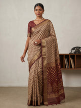 MIMOSA Maroon Banarasi Art Silk Saree — pose 4 styling detail