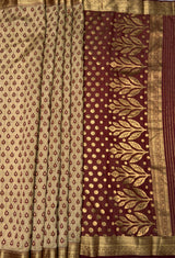 MIMOSA Maroon Banarasi Art Silk Saree — pallu and zari work detail