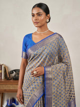 MIMOSA Royal Blue Banarasi Art Silk Saree — pose 10 styling detail