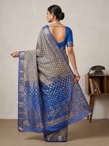 MIMOSA Royal Blue Banarasi Art Silk Saree — Blouse fabric detail