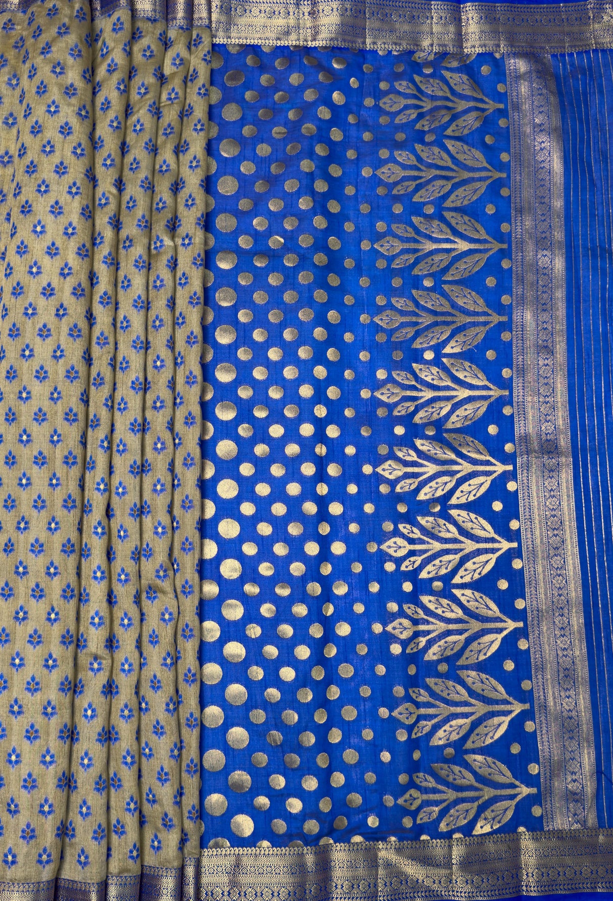 MIMOSA Royal Blue Banarasi Art Silk Saree — pallu and zari work detail